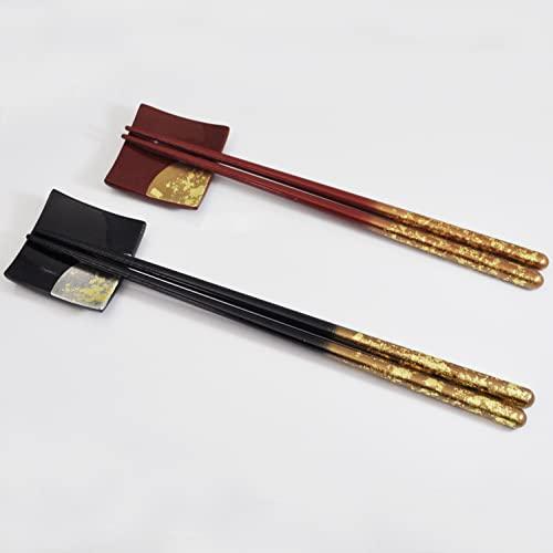 Isso Couple's Chopsticks, Painted Chopsticks, Zuiun in Paulownia Box + Chopstick Rest, Foil Scattered, 2 Sets, Made in Japan