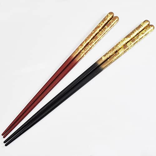 Isso Couple's Chopsticks, Painted Chopsticks, Zuiun in Paulownia Box + Chopstick Rest, Foil Scattered, 2 Sets, Made in Japan