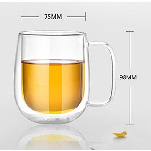 EVIICC Mug Double Wall Glass Double Wall Double Structure Heat Resistant Glass Vacuum Insulation High Heat Retention Cold Retention Resistant to Condensation Stylish