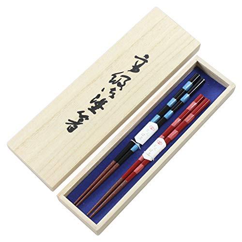 Couple chopsticks, Wakasa lacquer, dishwasher safe, Mitsuishi, paulownia box