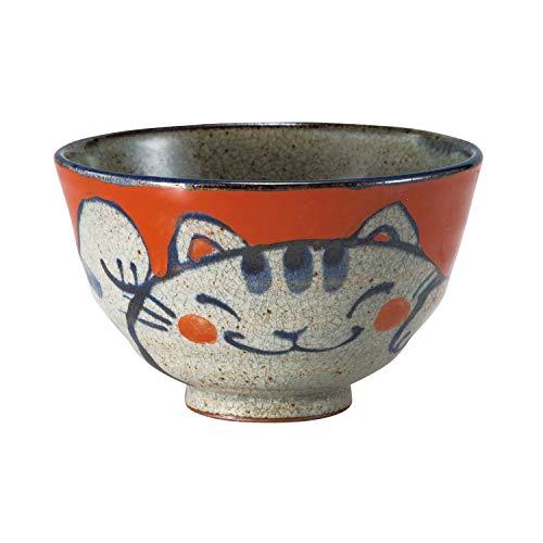 Hasami Ware Rice Bowl (Small/Red) Hand-Painted Cat Made In Japan 10259