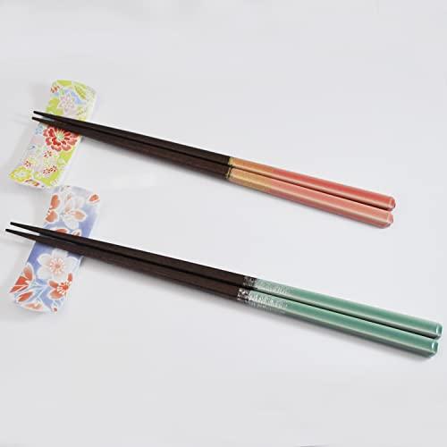 Isso Couple's Chopsticks, Painted Chopsticks, Paulownia Box, Chopstick Rest Included, Honoka, 2 Sets, Made in Japan