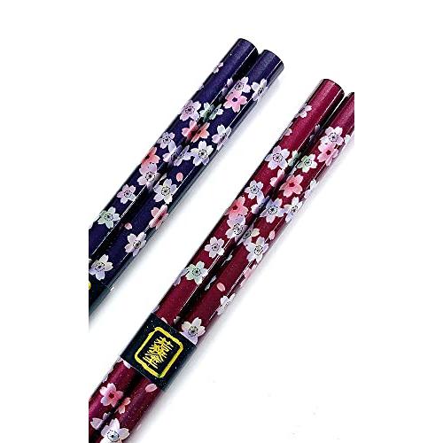 Couple chopsticks, dishwasher, Japanese flower flyer, navy blue, vermilion, with paulownia box and wrapping, grandpa, grandma, present, gift, parents, Respect for the Aged Day [49]