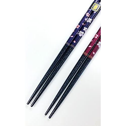 Couple chopsticks, dishwasher, Japanese flower flyer, navy blue, vermilion, with paulownia box and wrapping, grandpa, grandma, present, gift, parents, Respect for the Aged Day [49]