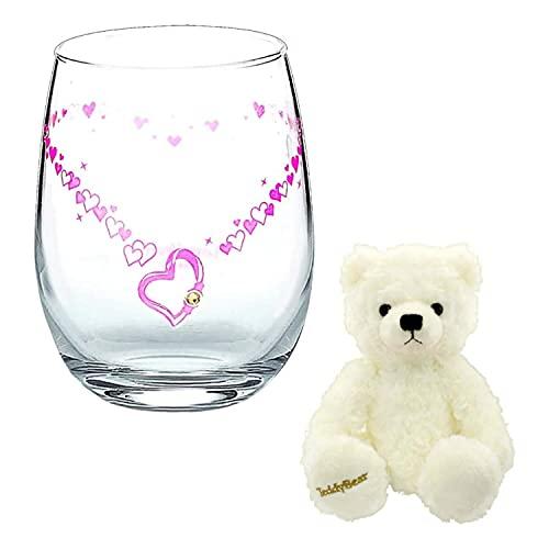 [Sears] Sears Color Changing Glass Tumbler Birthstone Color Crystal November Citrine Teddy Bear Plush Toy White Teddy sh84-