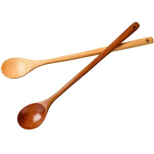 SITEDAN Long Spoon, 2 Pieces, Wooden Spoon, Long Handle, Cooking Spoon, Long, 33cm, High Heat Resistance, Stirring Spoon, Simmered Food, Hot Pot