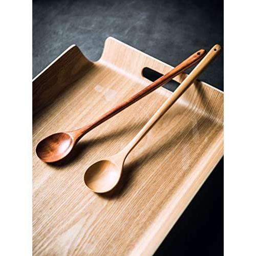 SITEDAN Long Spoon, 2 Pieces, Wooden Spoon, Long Handle, Cooking Spoon, Long, 33cm, High Heat Resistance, Stirring Spoon, Simmered Food, Hot Pot