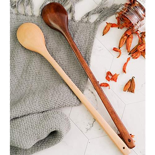 SITEDAN Long Spoon, 2 Pieces, Wooden Spoon, Long Handle, Cooking Spoon, Long, 33cm, High Heat Resistance, Stirring Spoon, Simmered Food, Hot Pot