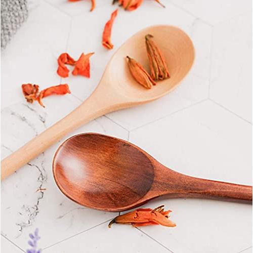 SITEDAN Long Spoon, 2 Pieces, Wooden Spoon, Long Handle, Cooking Spoon, Long, 33cm, High Heat Resistance, Stirring Spoon, Simmered Food, Hot Pot