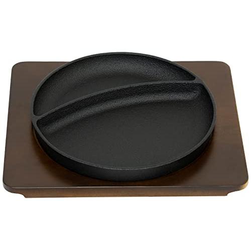 Ikenaga Iron Works Iron Plate Lunch Plate, Made In Japan, Ih Compatible, Wooden Stand Included, 011428