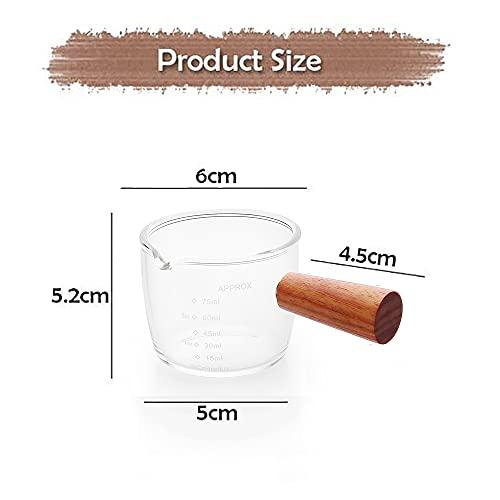 Excellent Online Shop Espresso Shot Glass 75ML Triple Pitcher Barista Single Spout with Wood Handle (1)