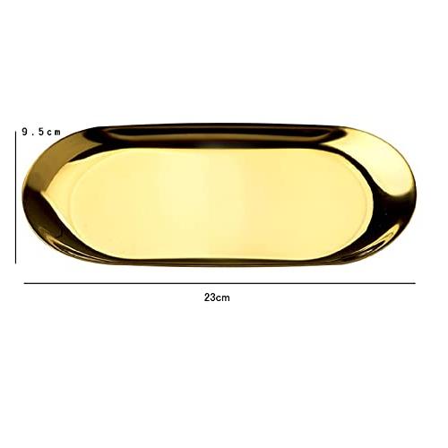 Coin Tray, Change Tray, Cash Tray, Stainless Steel, Key Holder, Accounting Plate, Entrance Tray, Accessory Holder, Oval Shape, Gold