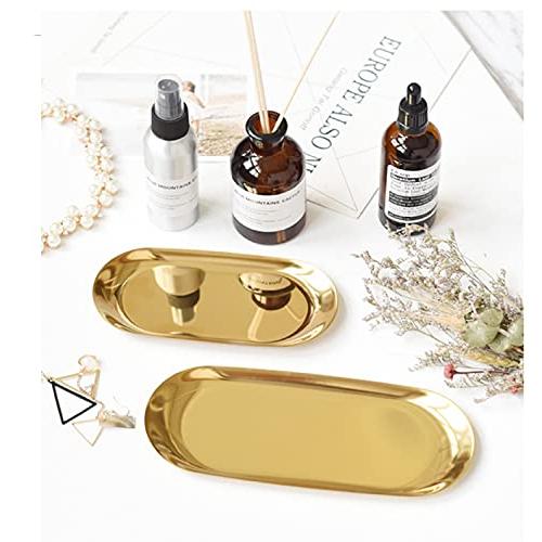 Coin Tray, Change Tray, Cash Tray, Stainless Steel, Key Holder, Accounting Plate, Entrance Tray, Accessory Holder, Oval Shape, Gold