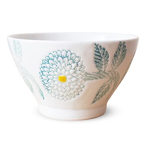 J-Kitchens Isaozan Kiln Kurawanka Tea Bowl 10.8Cm Hasami Ware Made In Japan Dahlia Light Blue