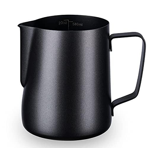 Stainless Steel Milk Jug 580Ml Pitcher Stainless Steel (Black-580)