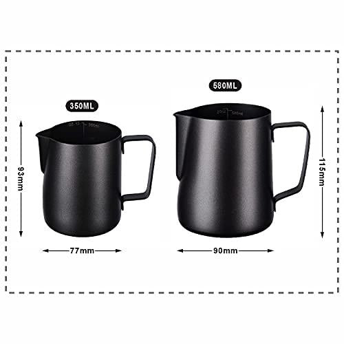 Stainless Steel Milk Jug 580Ml Pitcher Stainless Steel (Black-580)