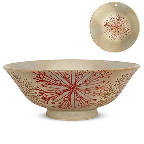 J-Kitchens Isaoyama Kiln Shallow Chawan Diameter 14X5.5Cm Hasami Ware Made In Japan Flower Core Crest Red