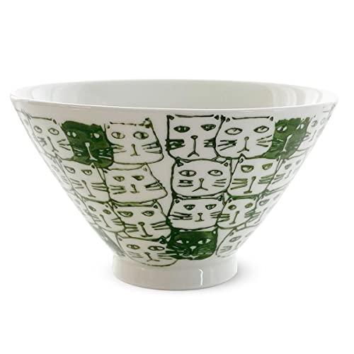 J-Kitchens Isaozan Kiln Tea Bowl 11Cm Hasami Ware Made In Japan Cats Green