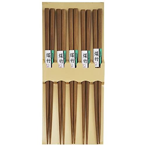 Ishida Guest Chopsticks 5 Pairs Soot Bamboo Plain