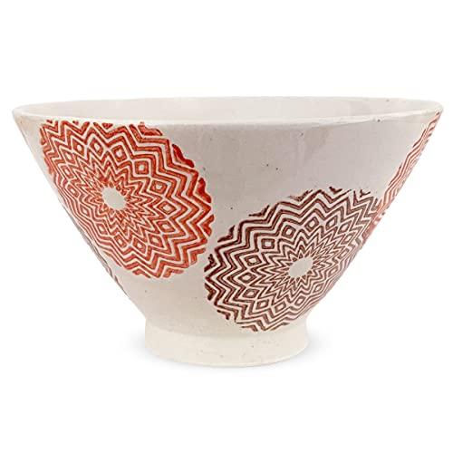 J-Kitchens Isaozan Kiln Tea Bowl 11.5Cm Hasami Ware Made In Japan Ethnic Round Crest Red