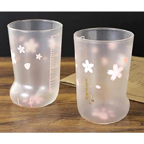 [Morning Place] Cat Paw Cute Glass Cherry Blossom Petal Cat Paw Tumbler (1 piece)