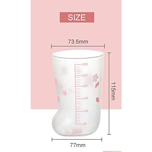 [Morning Place] Cat Paw Cute Glass Cherry Blossom Petal Cat Paw Tumbler (1 piece)