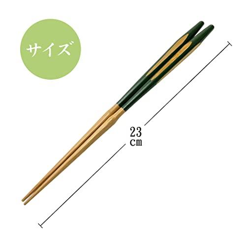 [Food Culture Chopstick Culture] Delicious Chopsticks, Tapered, Luxury, Modern Bamboo Chopsticks, Made in Japan, Chopsticks, Chopsticks, Chopsticks (Green, Elegant Cut, 23cm)