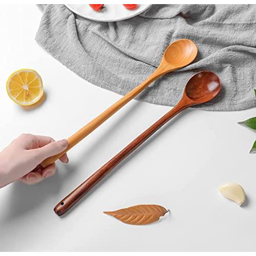 GHAOUO Long Spoon, 2 Pieces, Wooden Spoon, Long Handle, Cooking Spoon, Long, 33cm, High Heat Resistance, Stirring Spoon, Simmered Food, Hot Pot Brand