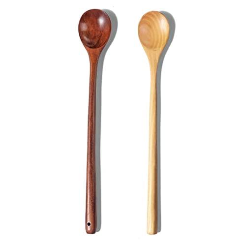 GHAOUO Long Spoon, 2 Pieces, Wooden Spoon, Long Handle, Cooking Spoon, Long, 33cm, High Heat Resistance, Stirring Spoon, Simmered Food, Hot Pot Brand