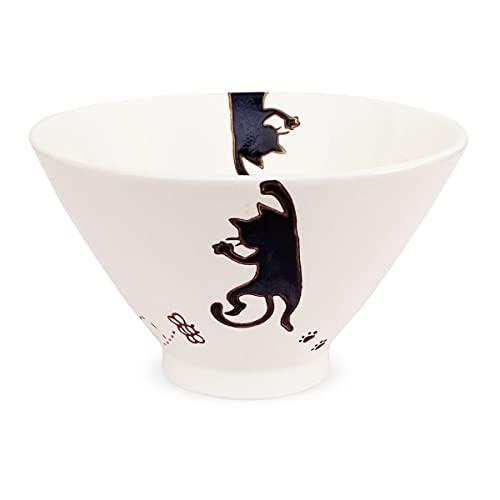 J-Kitchens Kobo Sho - Anti-Rice Bowl, Black Cat, Hasami Ware, Made In Japan / 180498