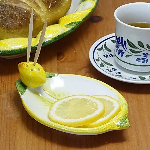 Italian Ceramic Lemon Motif Tray Appetizer Plate With Toothpick Bre-204Le