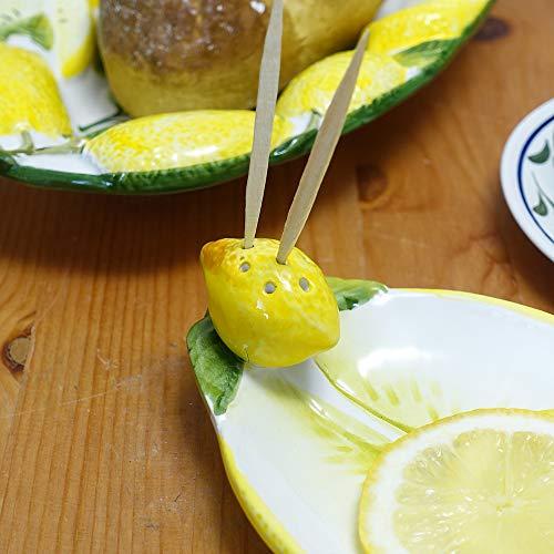 Italian Ceramic Lemon Motif Tray Appetizer Plate With Toothpick Bre-204Le