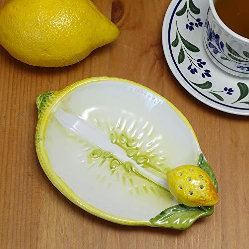 Italian Ceramic Lemon Motif Tray Appetizer Plate With Toothpick Bre-204Le